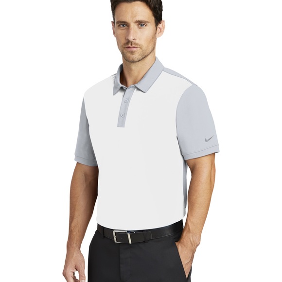 NWT Nike Dri-FIT Colorblock Icon Modern Fit Polo White / Wolf Grey, Size XL - Picture 2 of 12